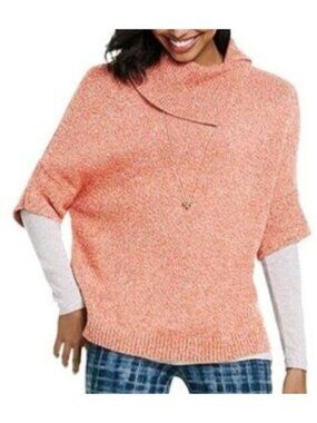 Cabi Orange Marled Knit Short Sleeve Sweater Size Small Cotton Blend